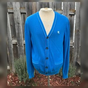 Vintage 1950’s Inspired Men’s Express Teal Cardigan - Large